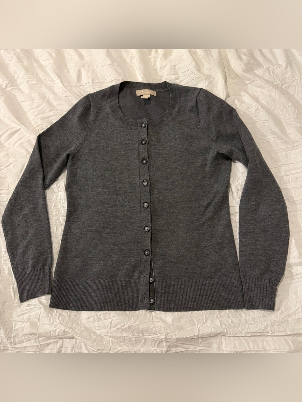 Banana Republic Extra Fine Merino Wool Button Up Cardigan Sweater Charcoal Sm